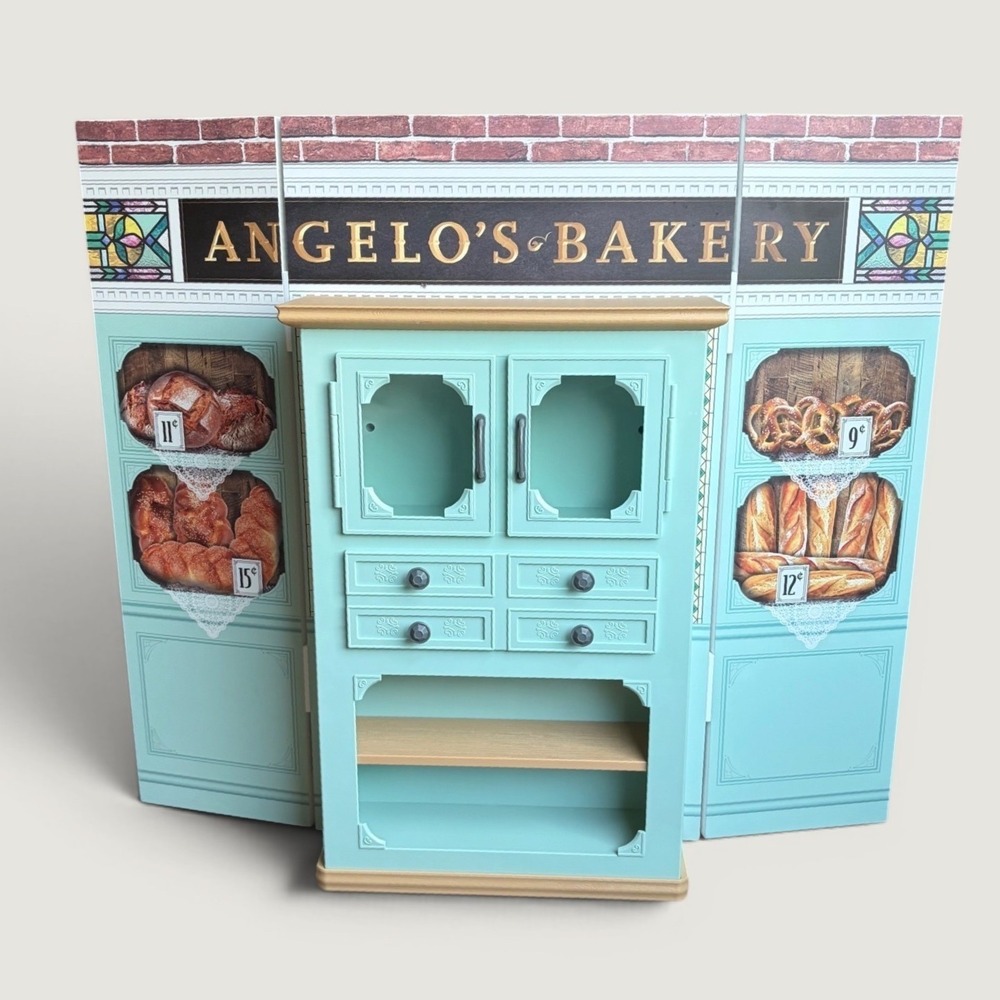 American Girl Angelo's Bakery Stand Hutch and Oven Wall Backdrop No Accessories